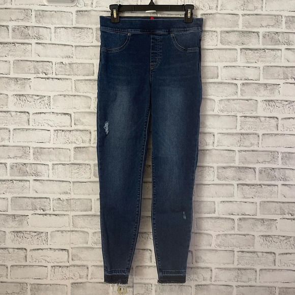 Women’s SPANX dark wash pull on skinny stretchy fit jeans Medium - Picture 1 of 6
